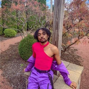 Hot Pink Shirt With One Sleeve